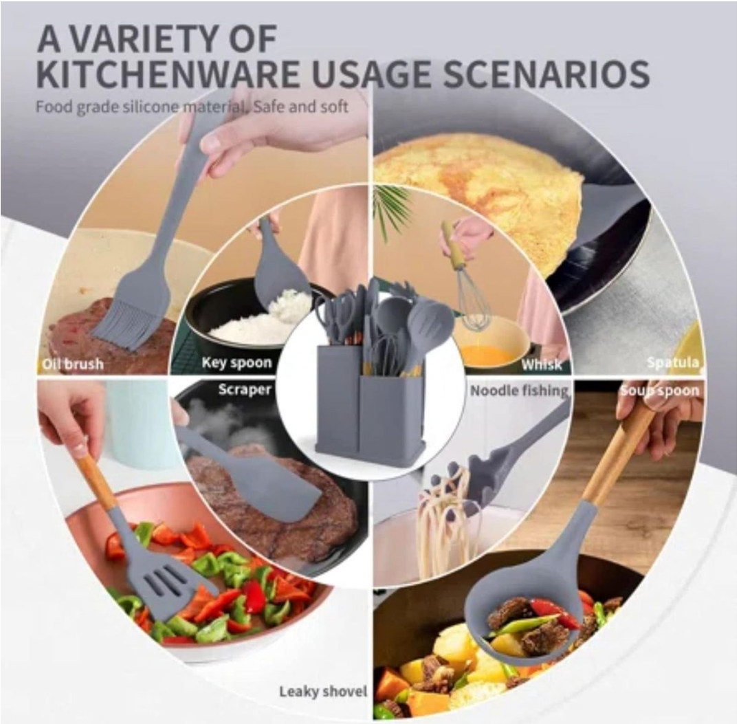 19-Piece Cooking Utensils and Knife Block Set