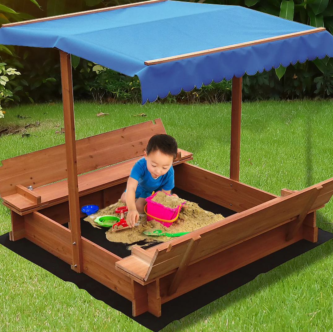 Kids Wooden Sandpit with Canopy