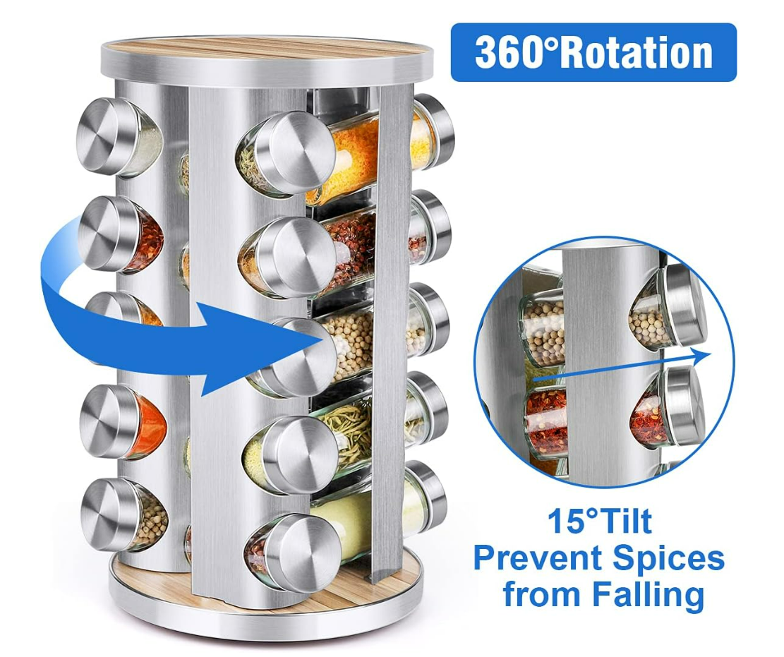 Rotating Spice Rack with Labels