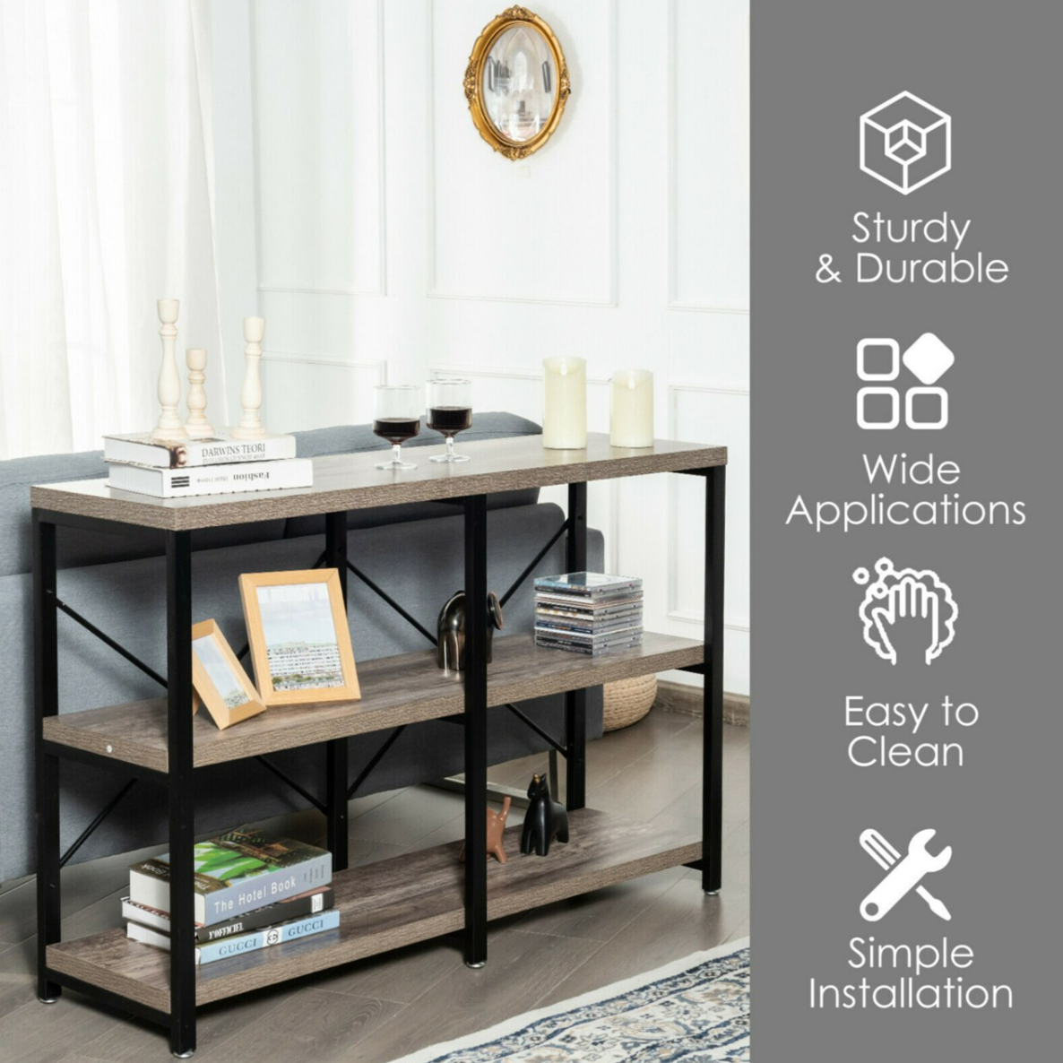 3-Tier Shelf With X-Cross Braces