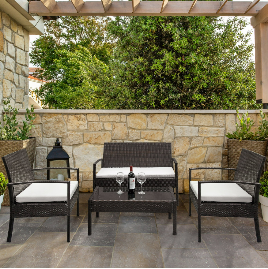 4-Piece Rattan Patio Furniture Set