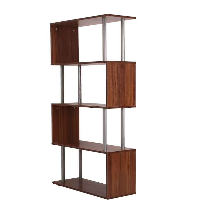 Contemporary 4-Tier S-Shape Bookcase