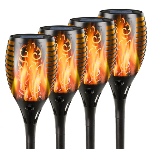 4-Piece Solar-Powered Dancing Flame Torch
