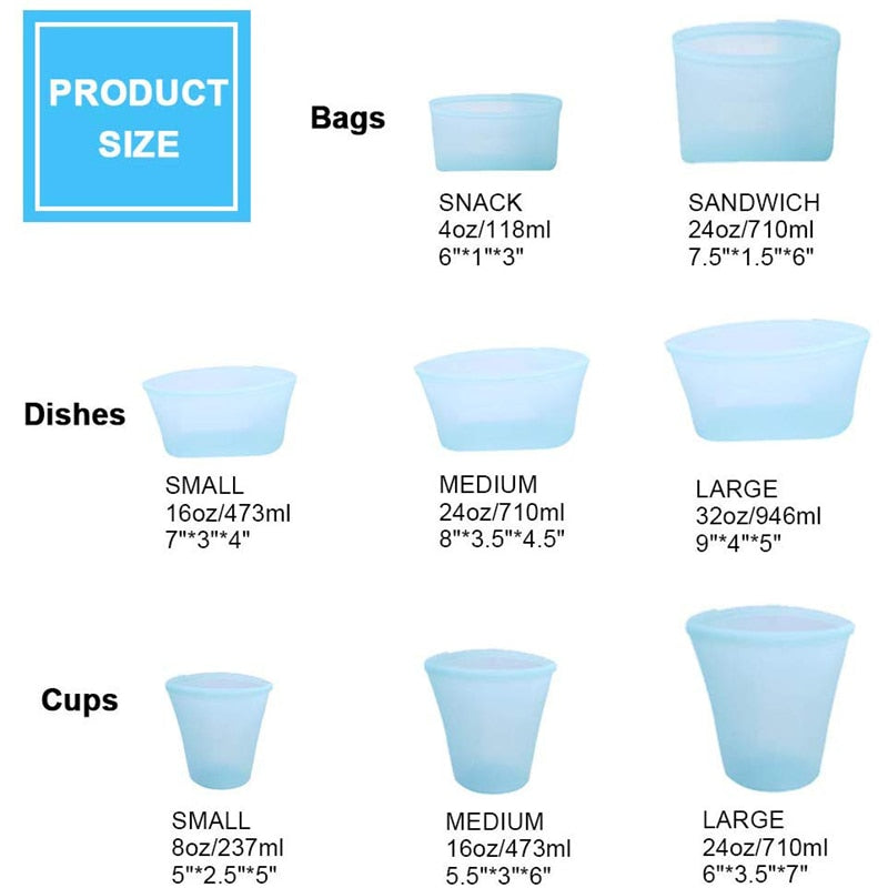 Reusable Silicone Food Storage Containers