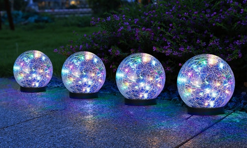 2-Piece Solar-Powered 5" Cracked Ball Lights