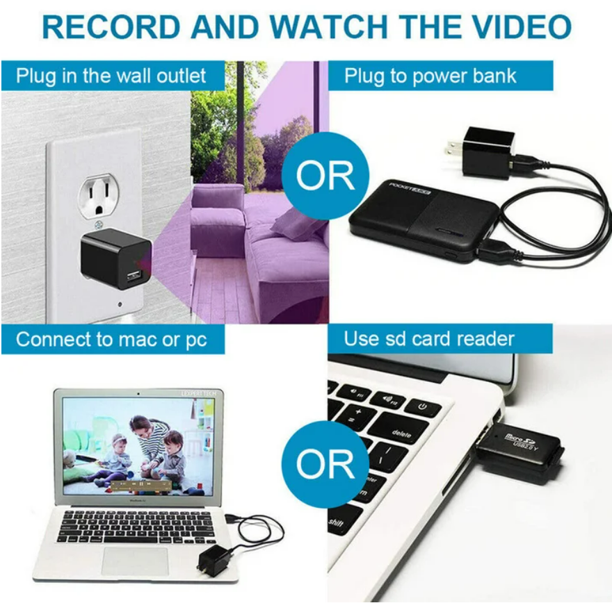 HD 1080P Hidden Camera USB Charger