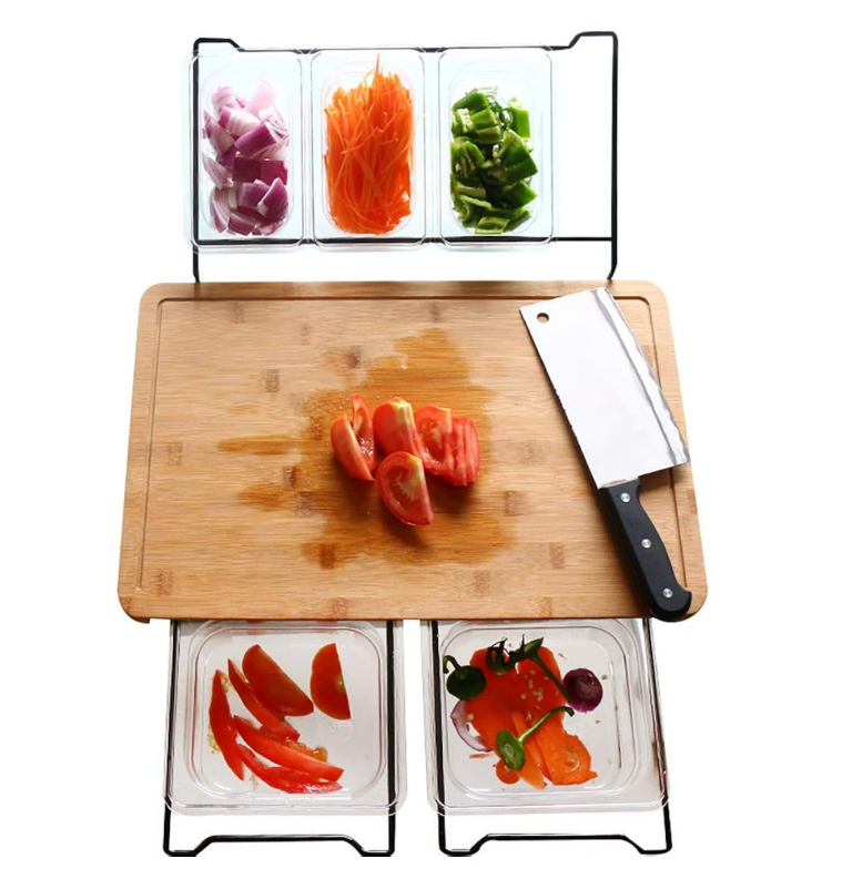 Bamboo Cutting Board w/ Storage Containers
