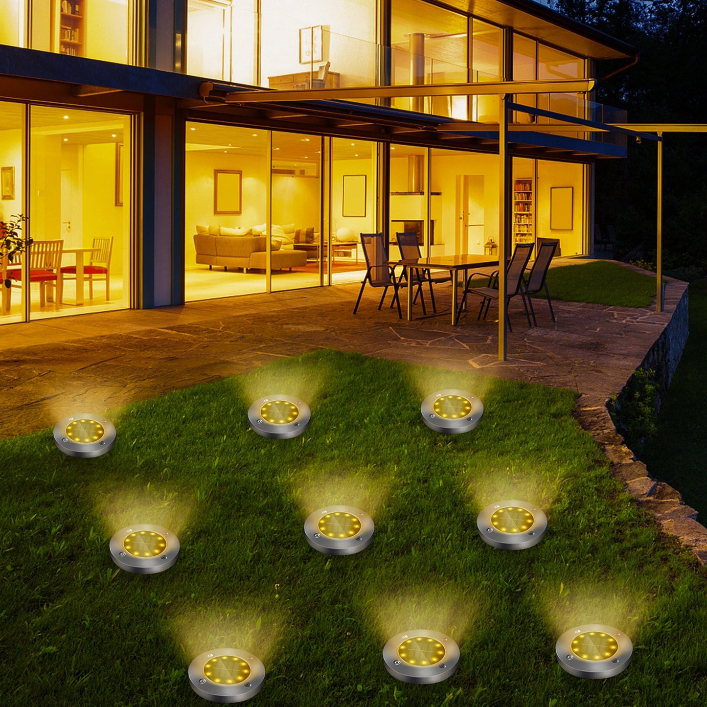 4-Piece Solar-Powered Flush LED Lights