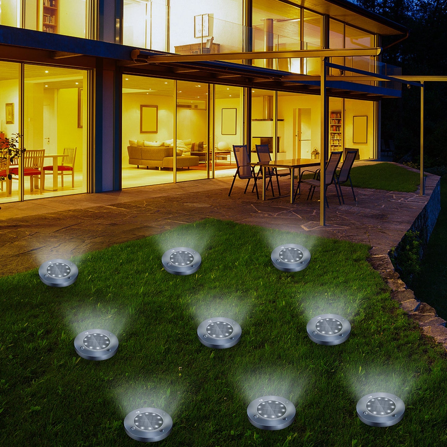 4-Piece Solar-Powered Flush LED Lights