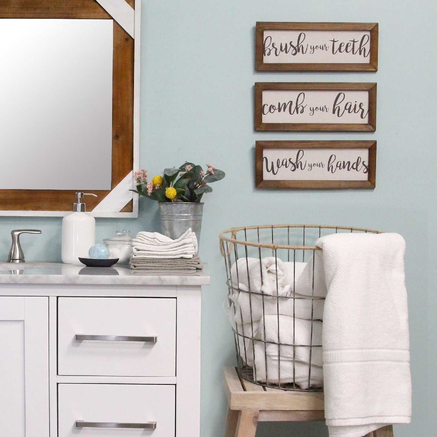 3-Piece Linen Bathroom Rules Set