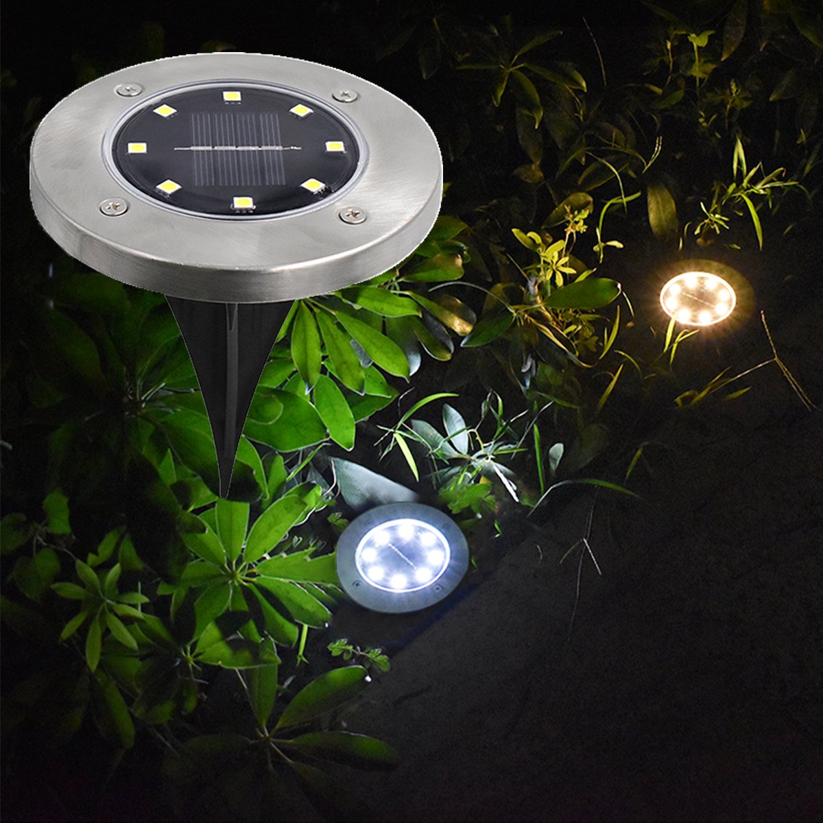 4-Piece Solar-Powered Flush LED Lights