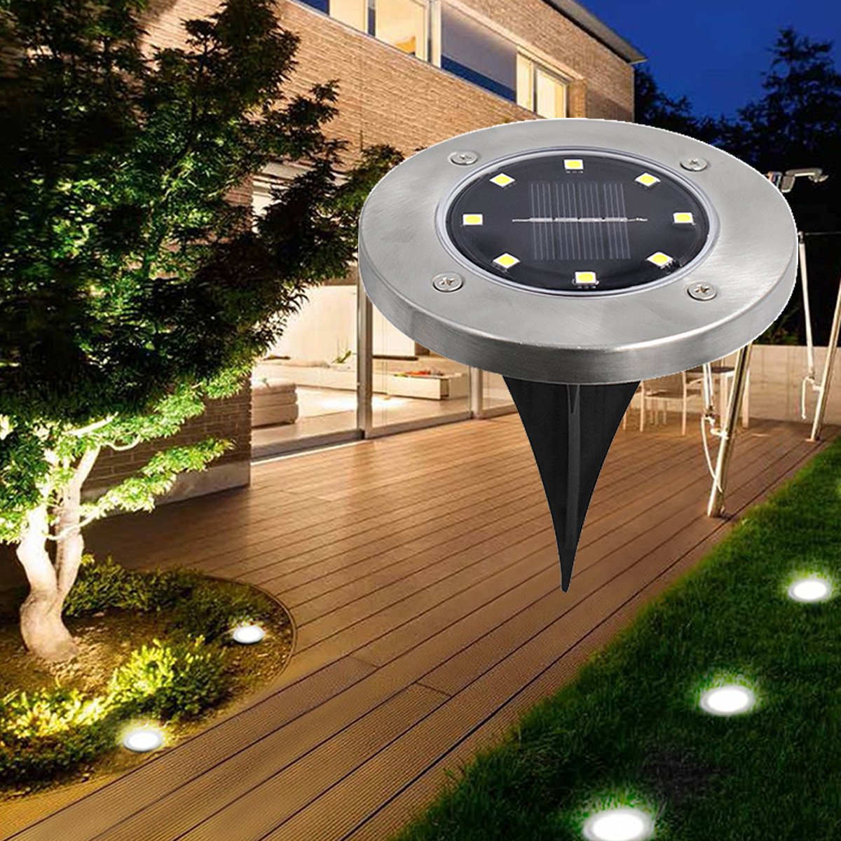 4-Piece Solar-Powered Flush LED Lights