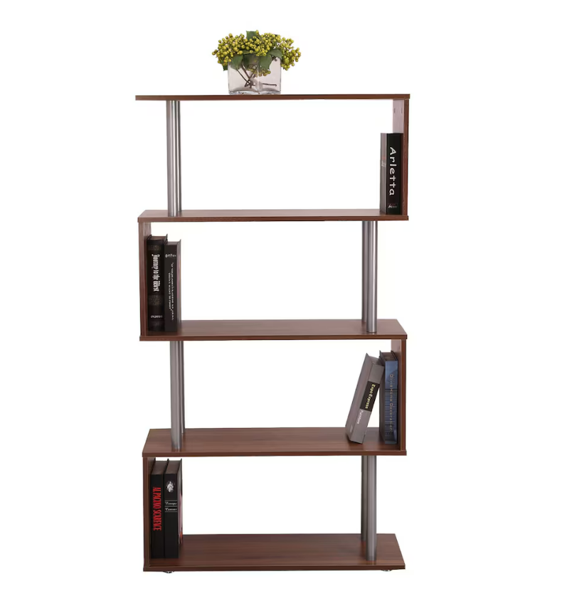 Contemporary 4-Tier S-Shape Bookcase