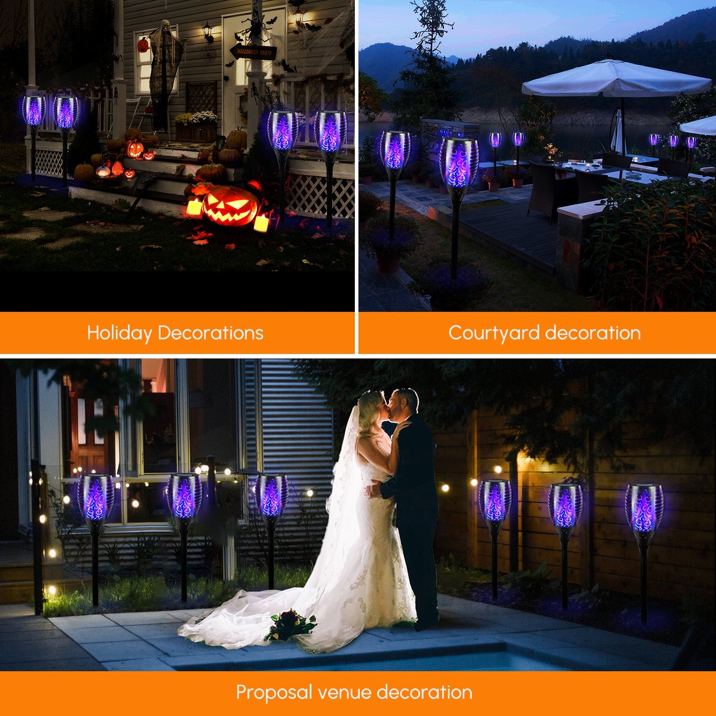 4-Piece Solar-Powered Dancing Flame Torch