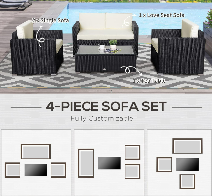 4-Piece Rattan Patio Set