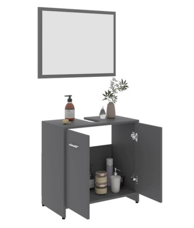 Bathroom Storage Cabinet and Mirror Set