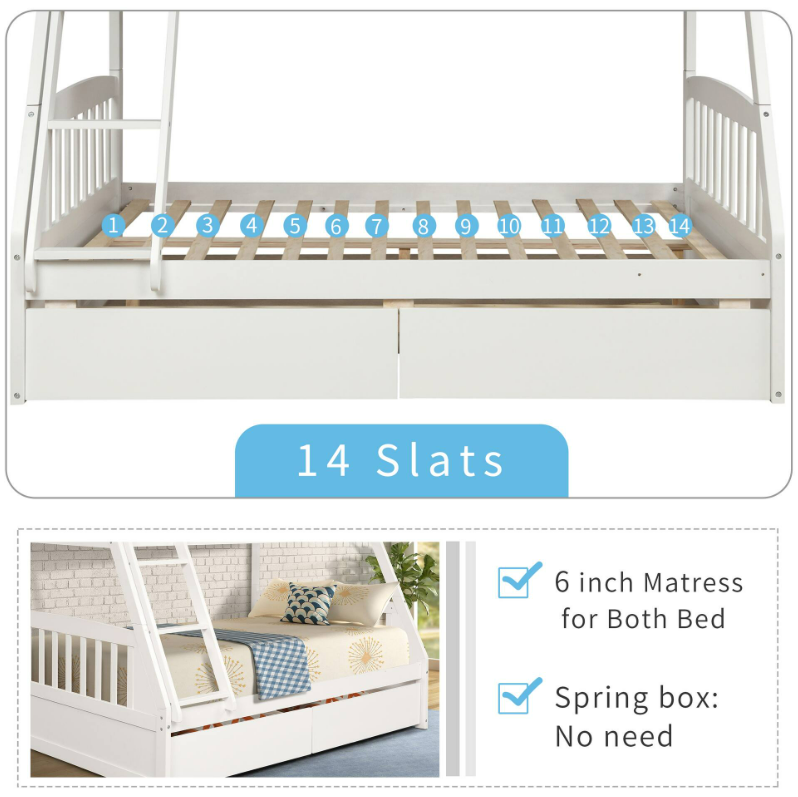Twin-Over-Double Bunk Bed
