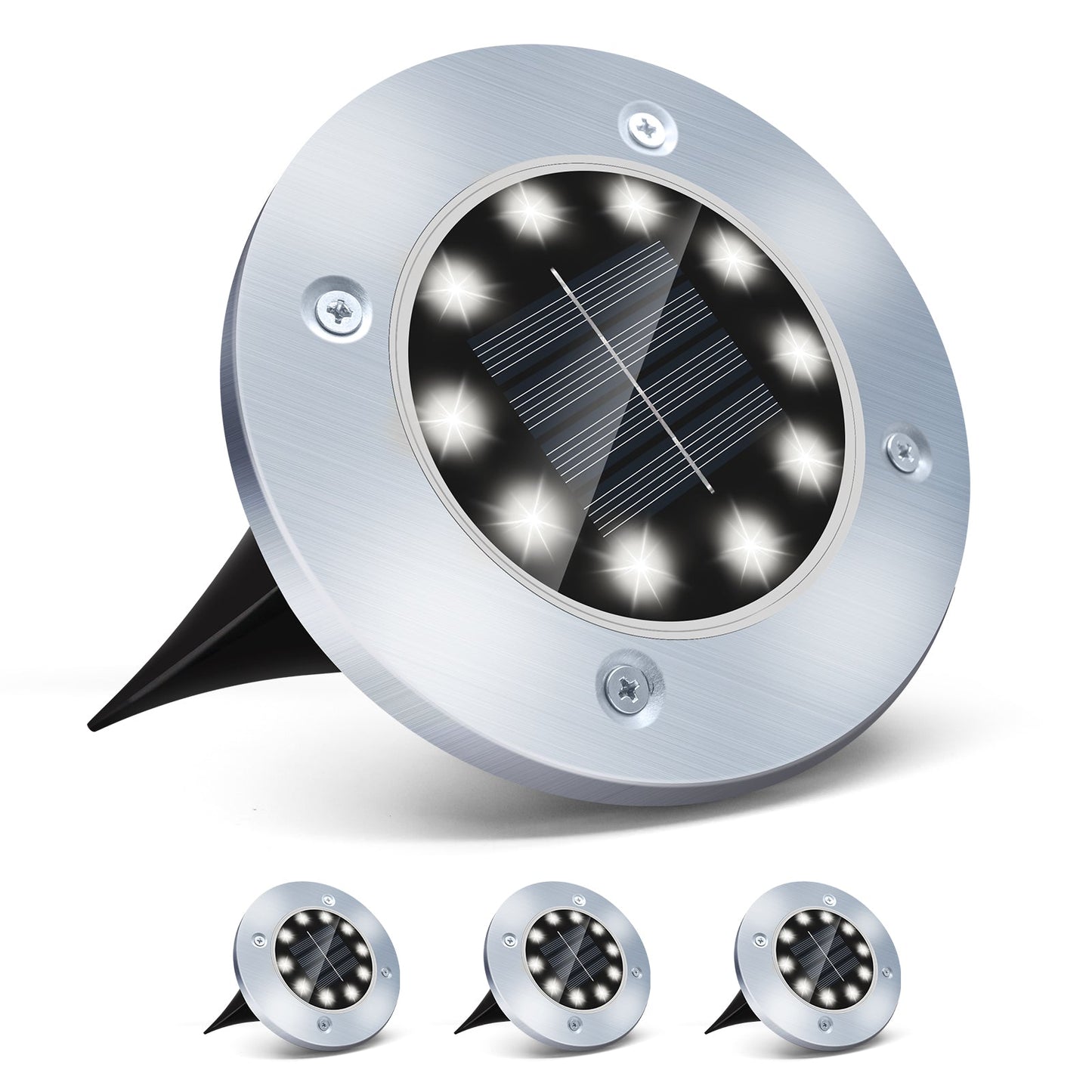 4-Piece Solar-Powered Flush LED Lights