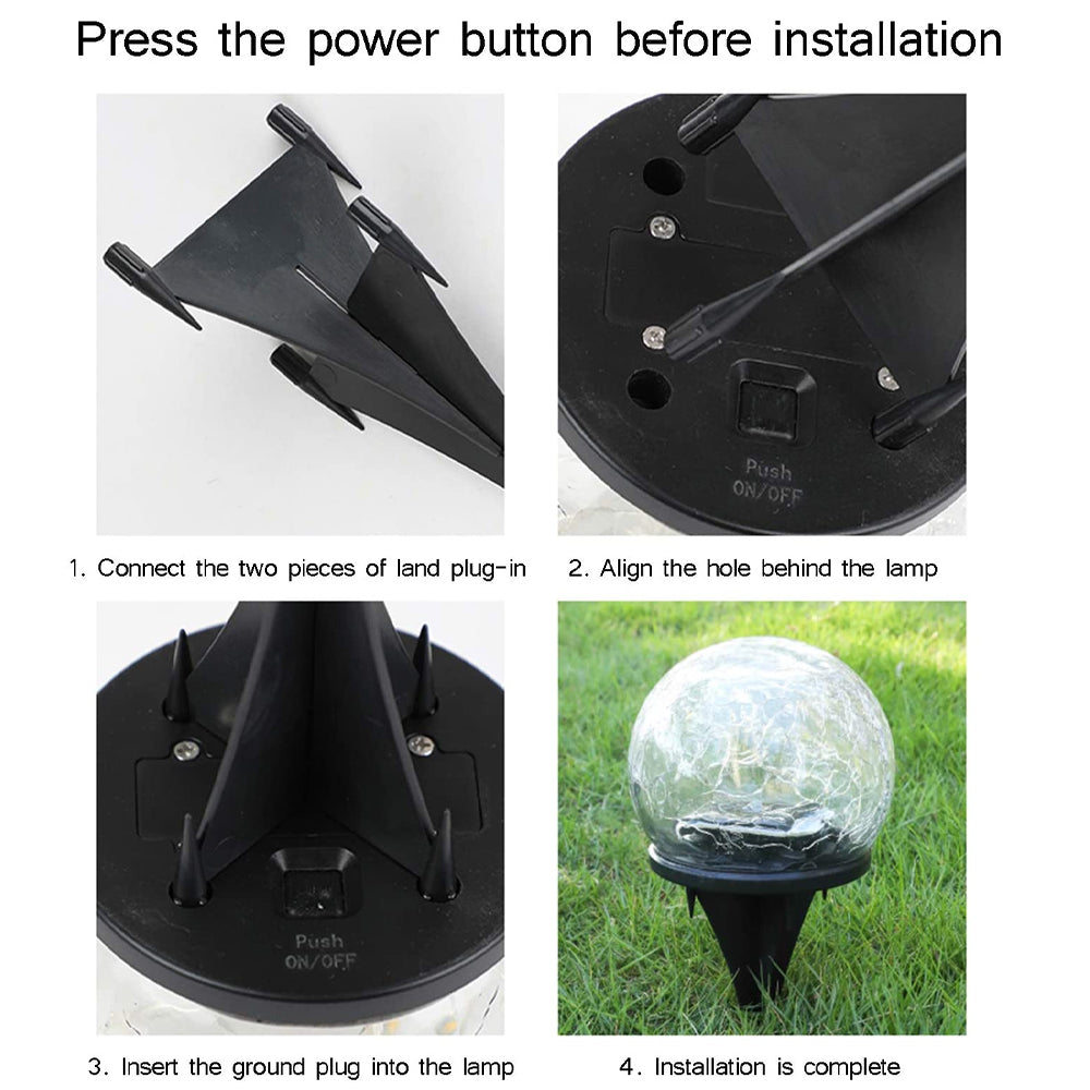 2-Piece Solar-Powered 5" Cracked Ball Lights