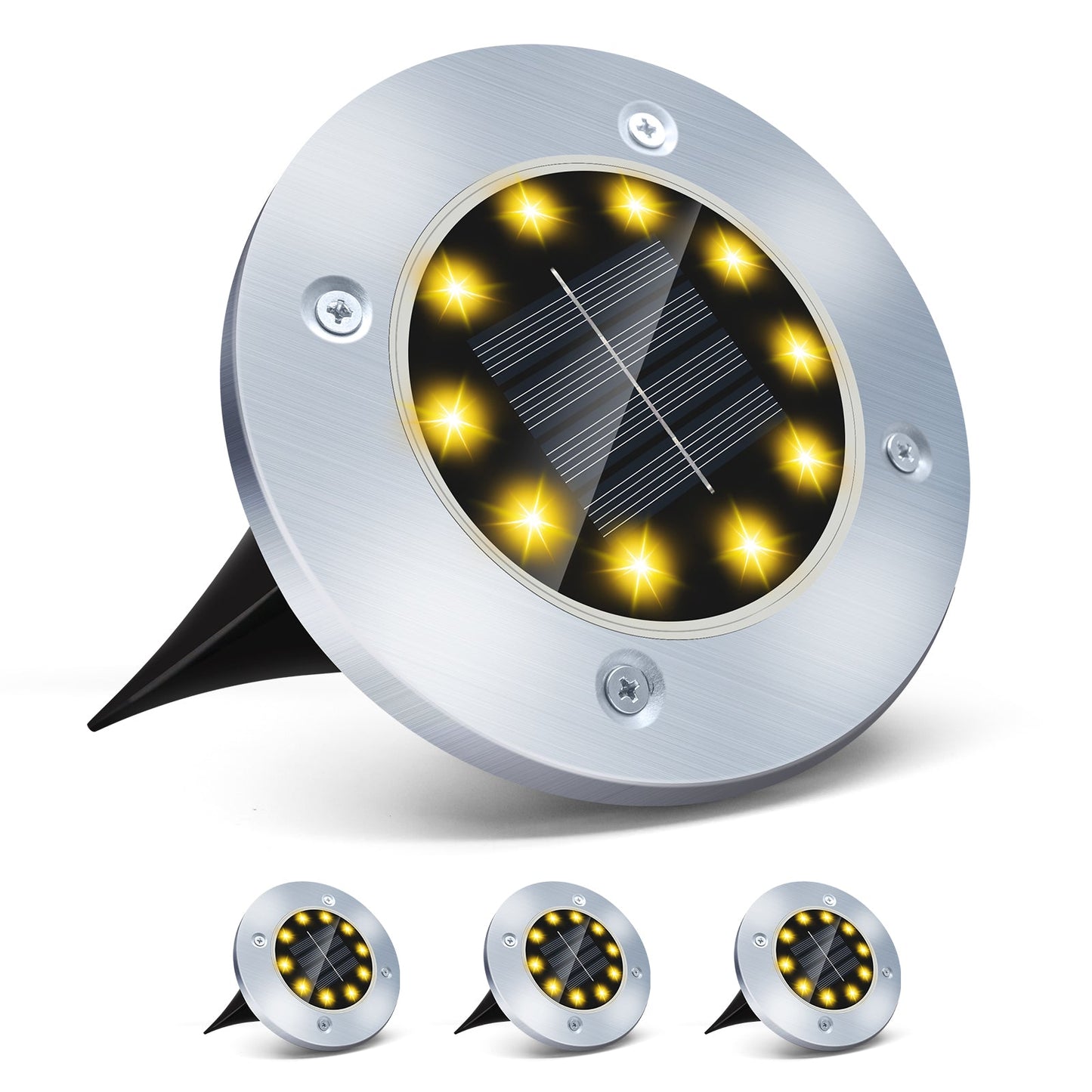 4-Piece Solar-Powered Flush LED Lights