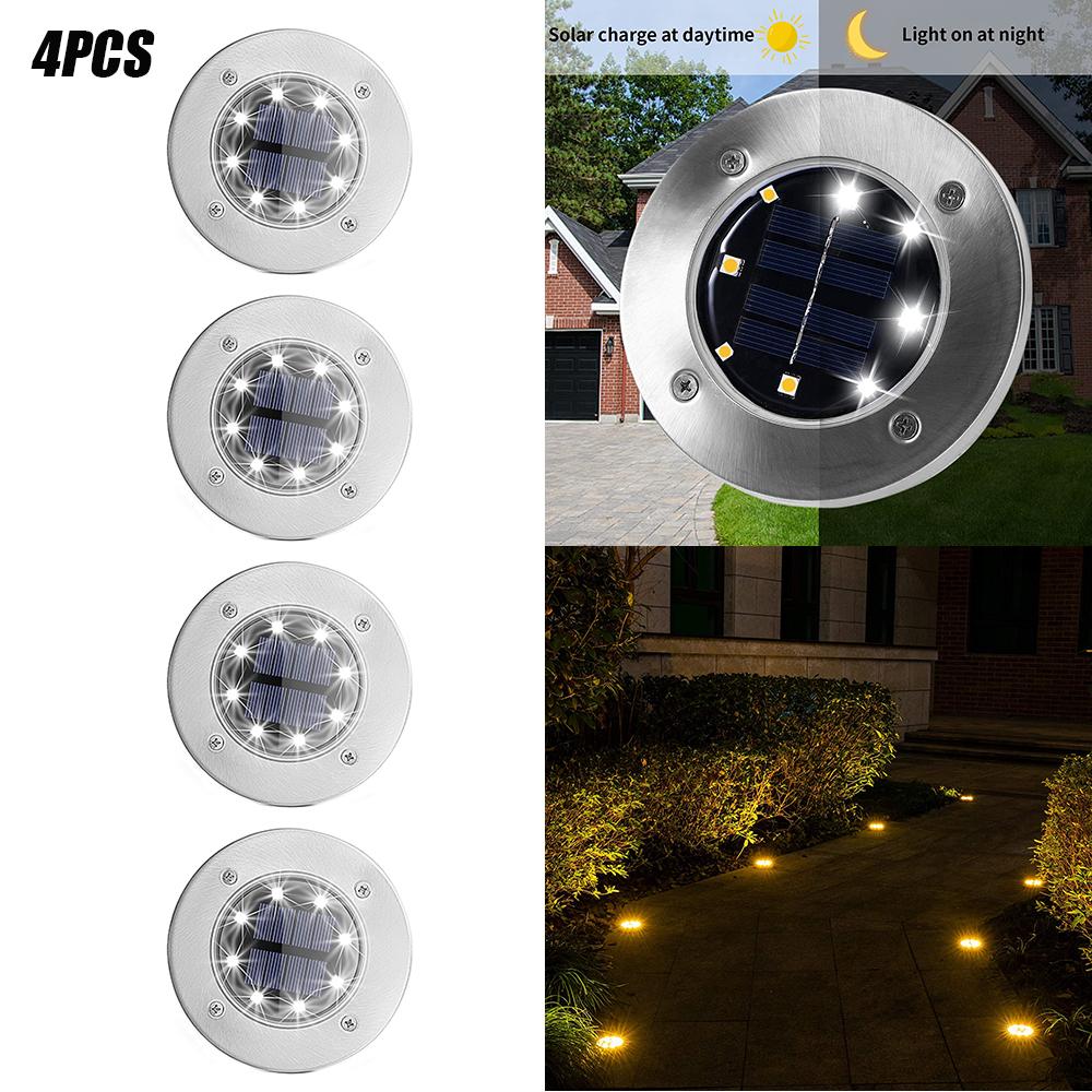 4-Piece Solar-Powered Flush LED Lights