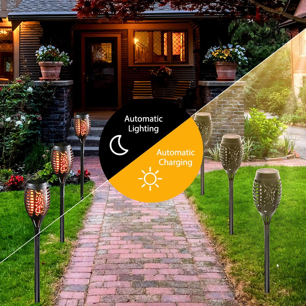 4-Piece Solar-Powered Dancing Flame Torch