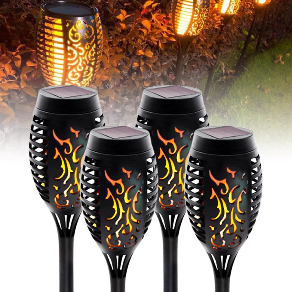 4-Piece Solar-Powered Dancing Flame Torch