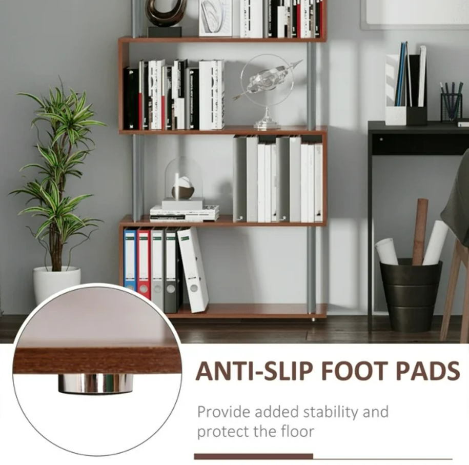 Contemporary 4-Tier S-Shape Bookcase