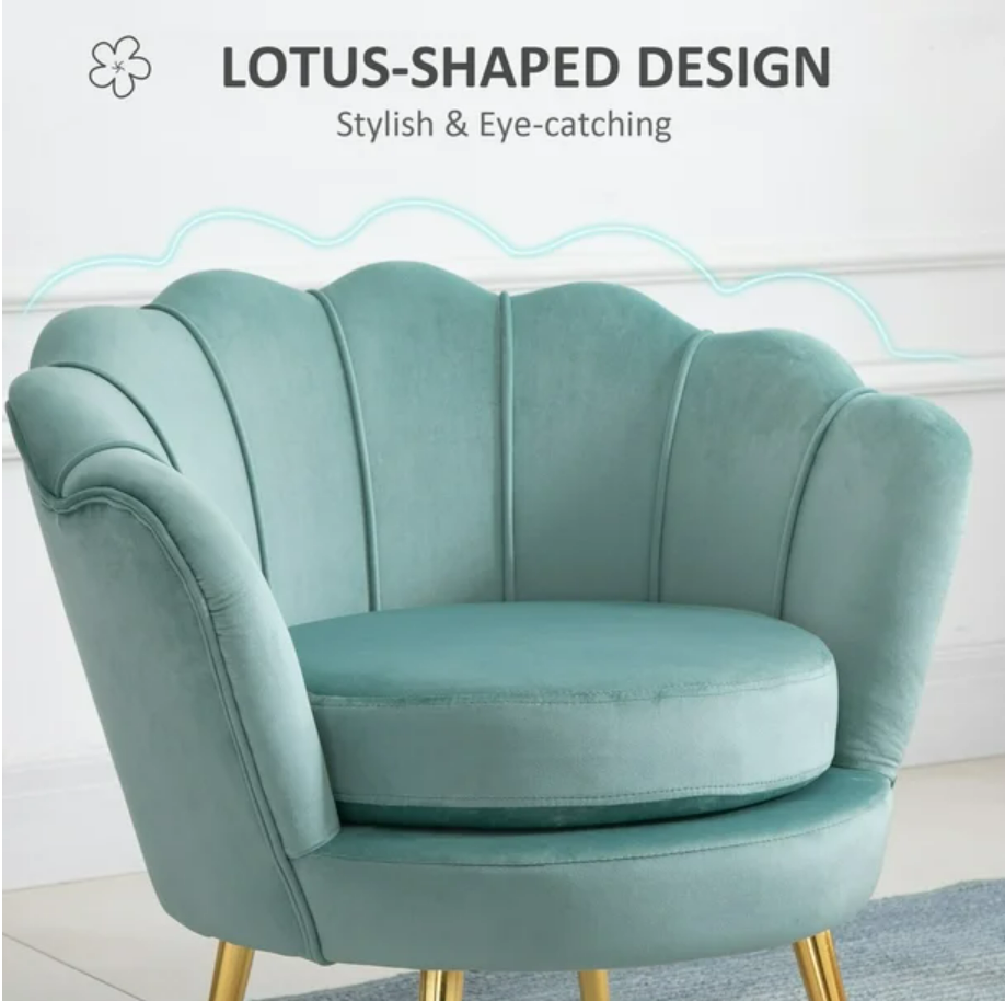 Green Velvet Lotus Chair