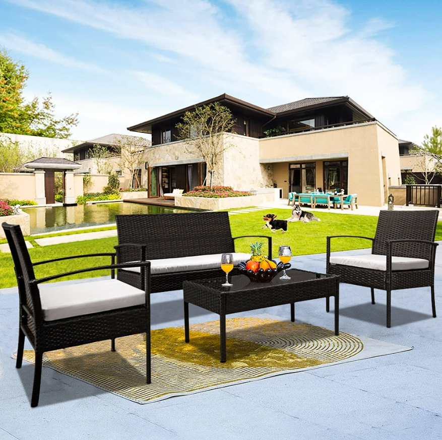 4-Piece Rattan Patio Furniture Set