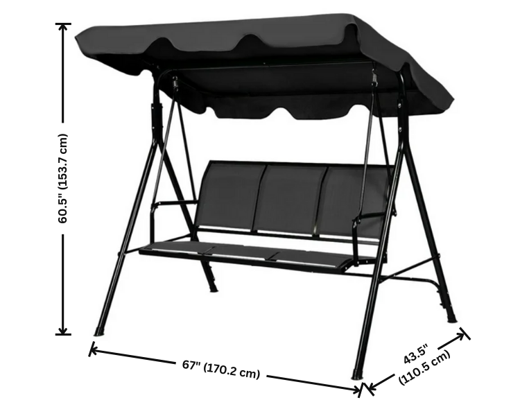 3-Seater Outdoor Swing with Adjustable Canopy