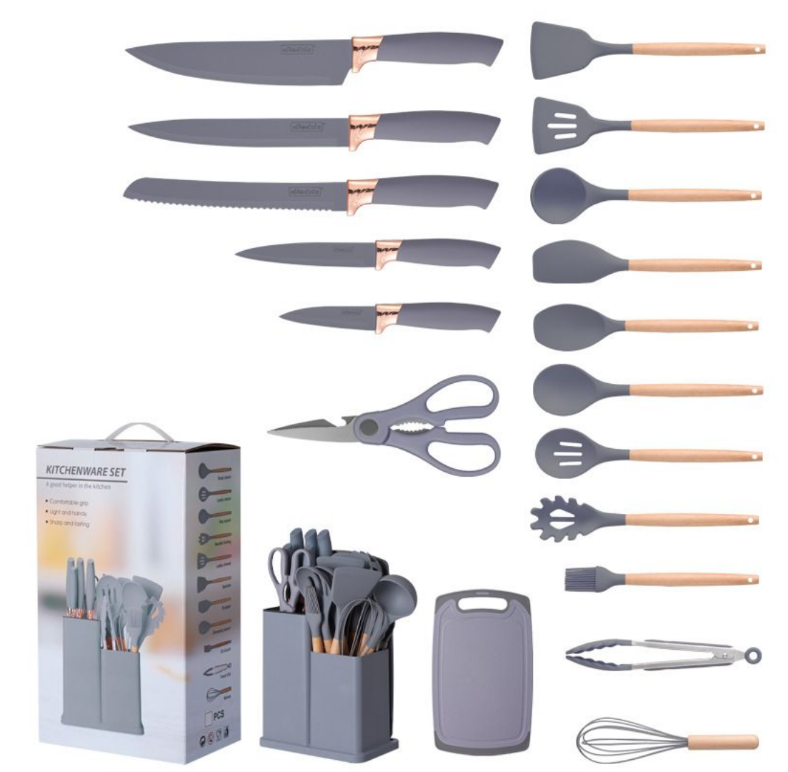 19-Piece Cooking Utensils and Knife Block Set