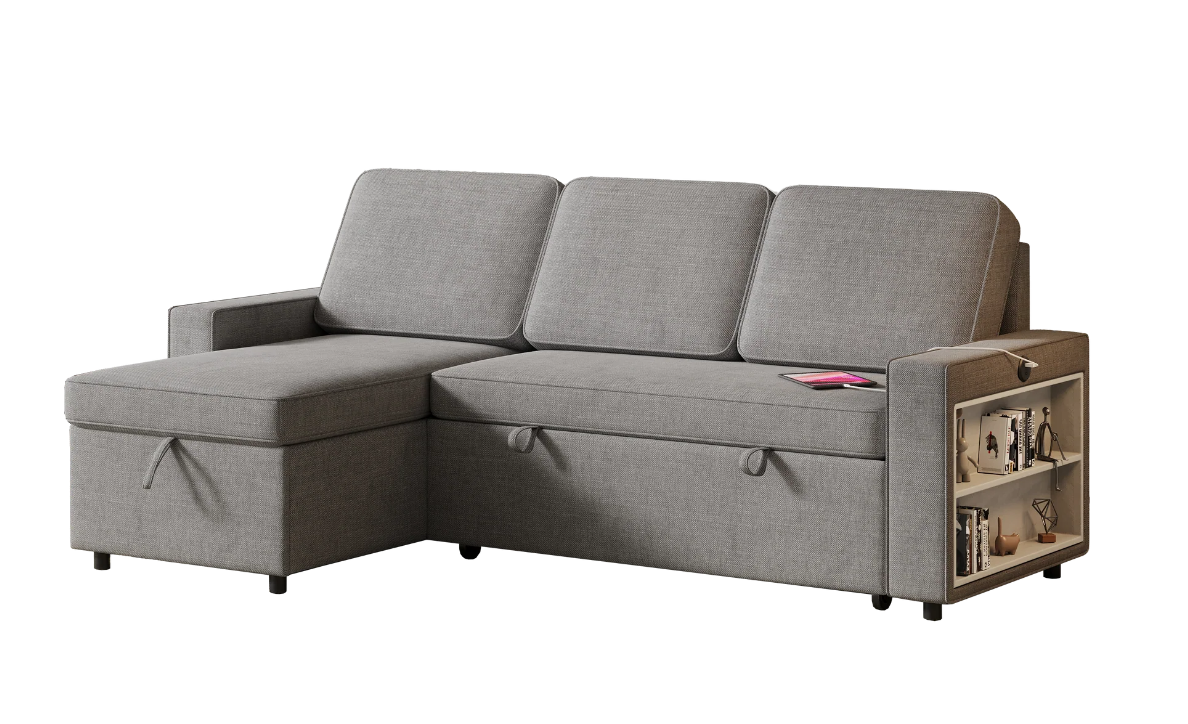 L-Shaped Couch with Storage & Pull-Out Sleeper