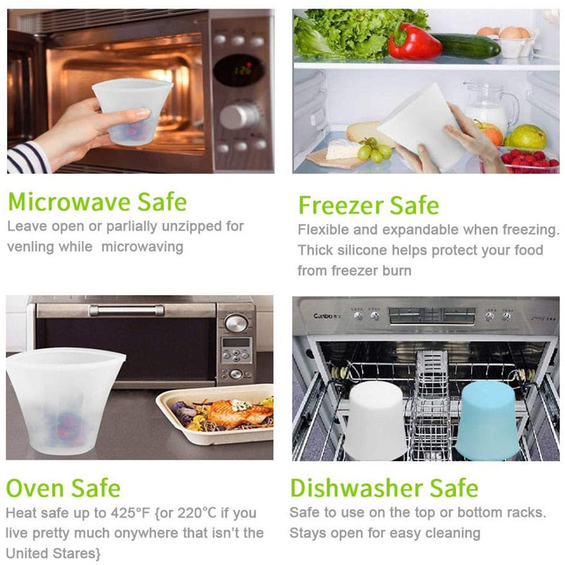 Reusable Silicone Food Storage Containers