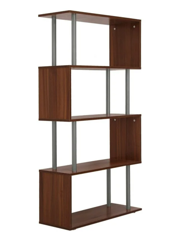 Contemporary 4-Tier S-Shape Bookcase