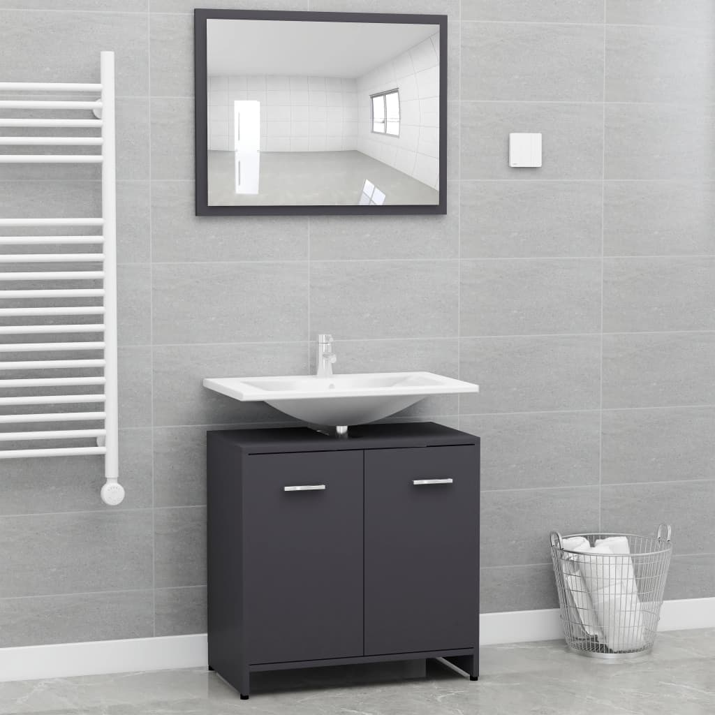 Bathroom Storage Cabinet and Mirror Set