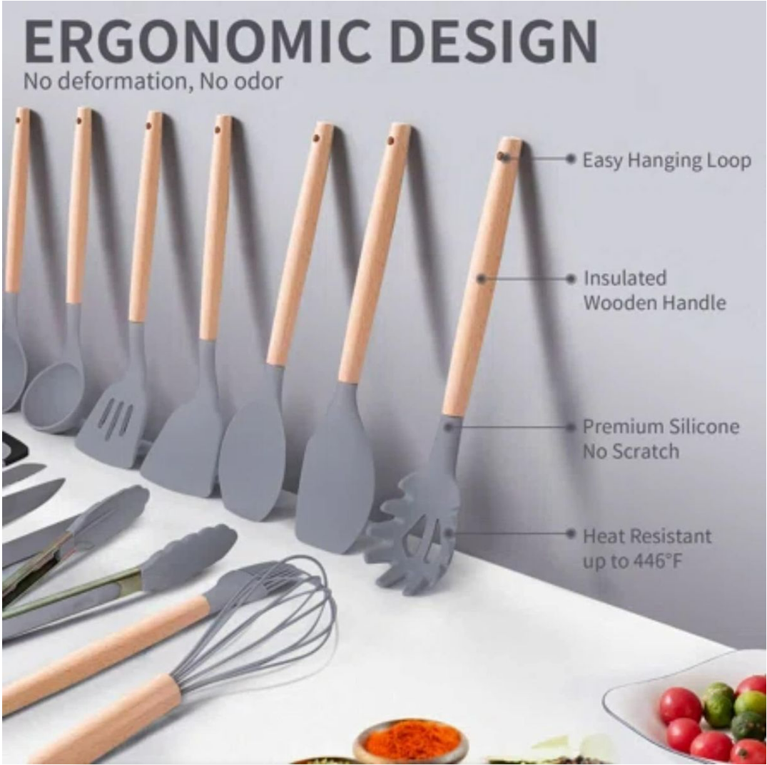 19-Piece Cooking Utensils and Knife Block Set