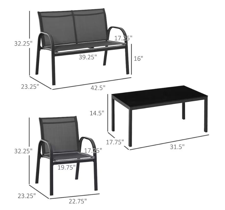 4-Piece Patio Bistro Furniture Set
