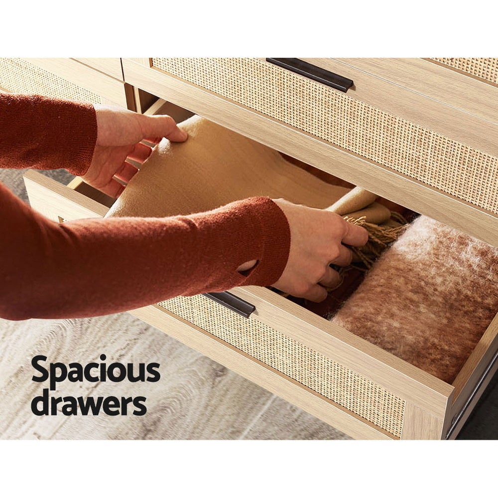 6-Drawer Rattan Dresser