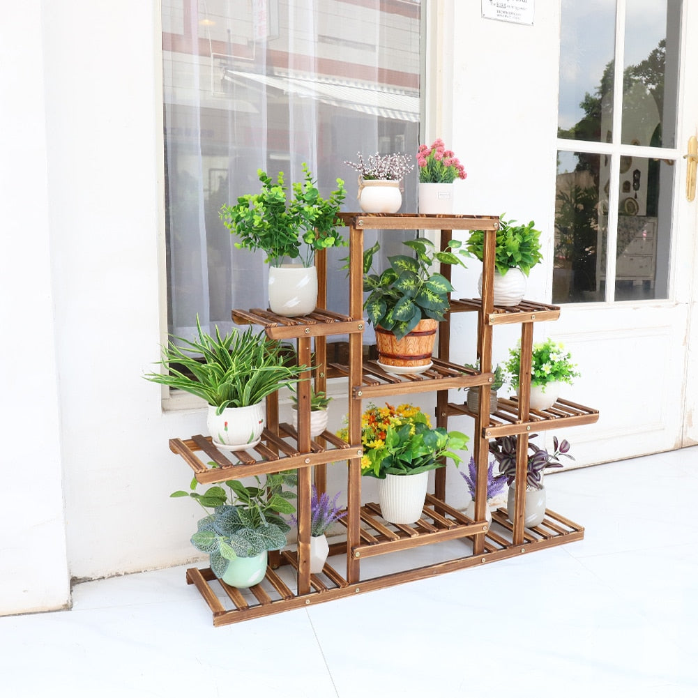 9-Tier Wooden Plant Stand