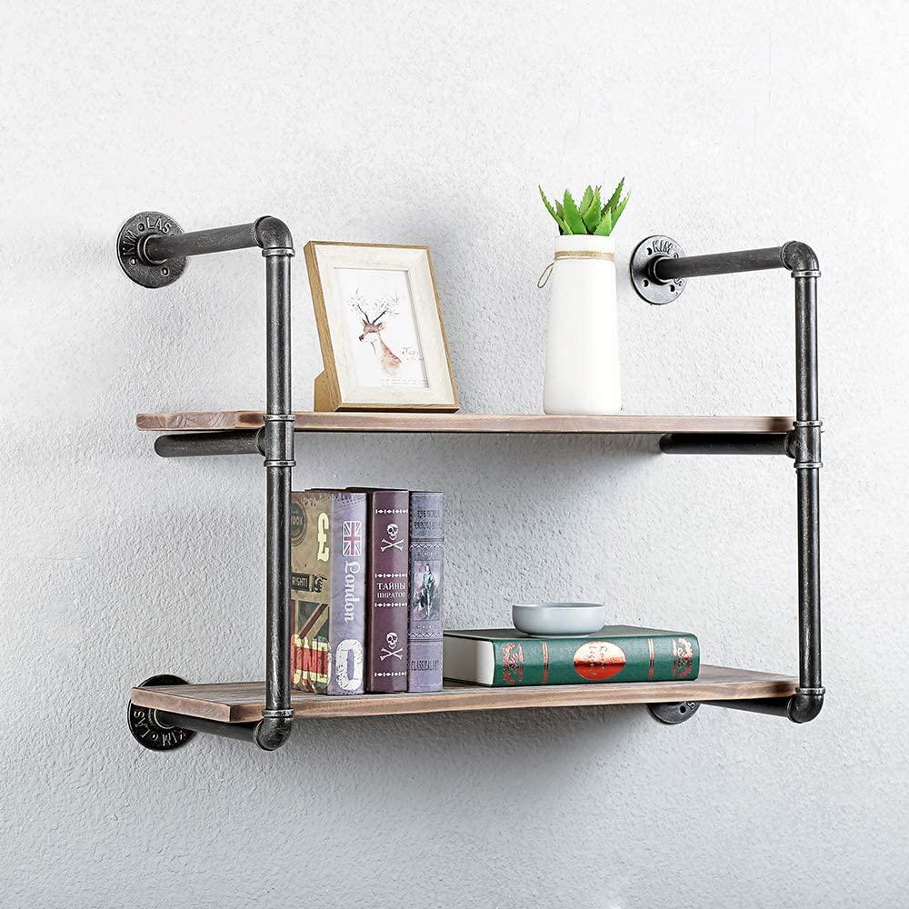 2-Tier Industrial Style Floating Shelf