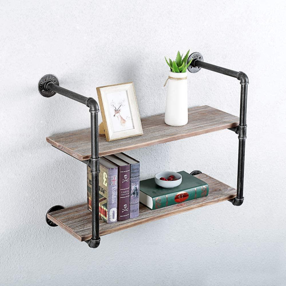 2-Tier Industrial Style Floating Shelf