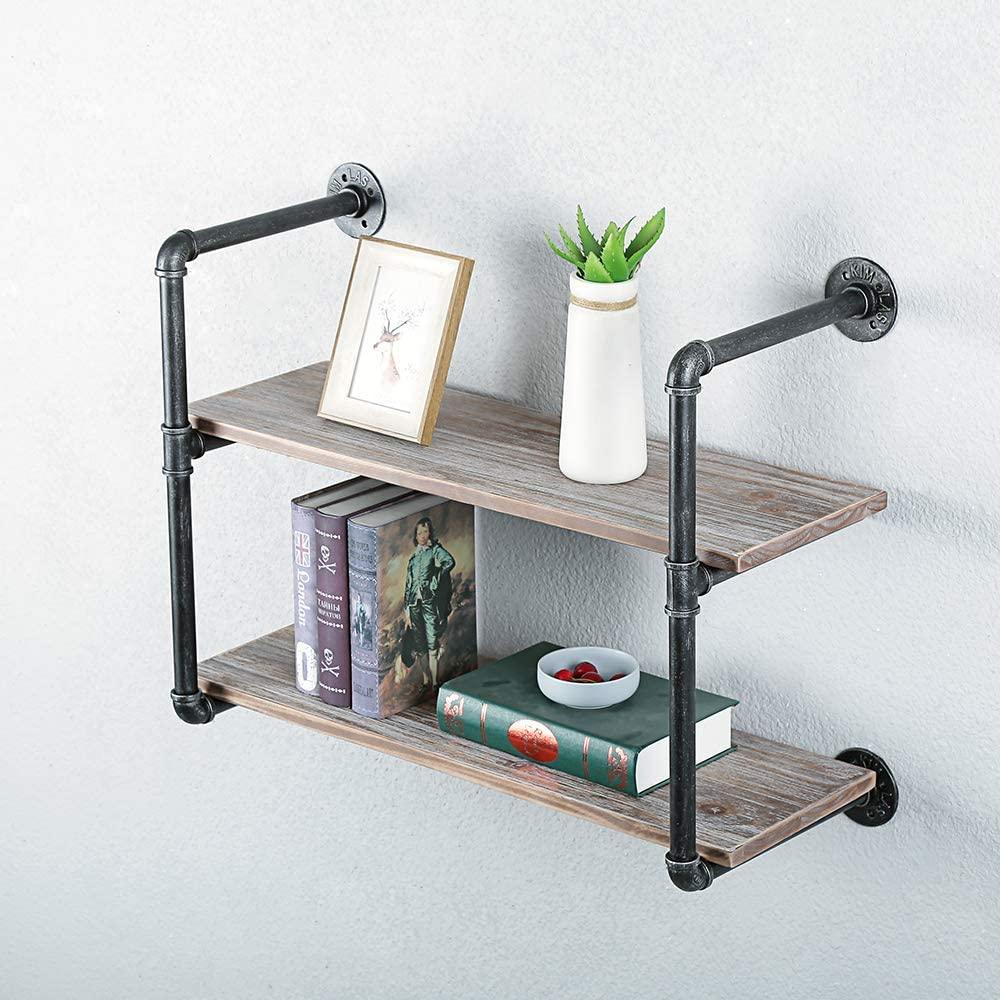 2-Tier Industrial Style Floating Shelf