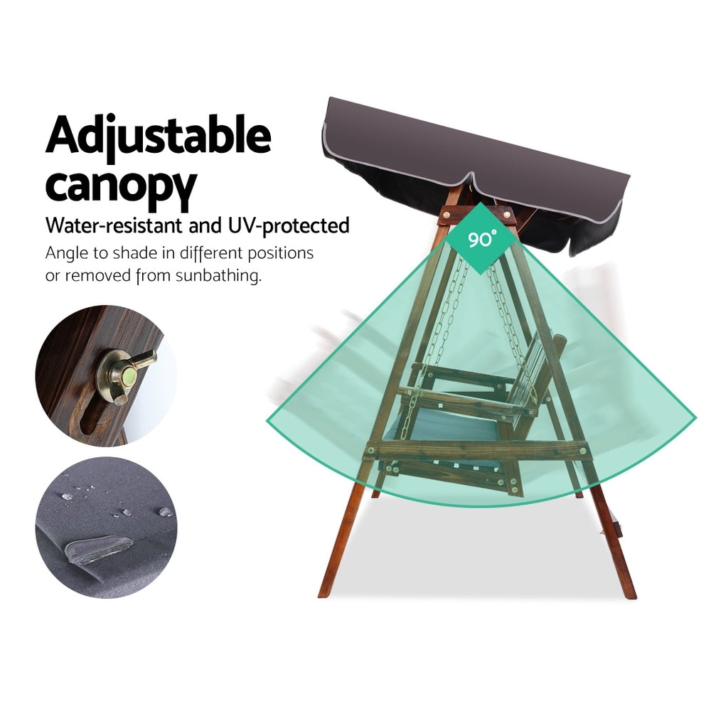 Wooden Swing Chair with Canopy