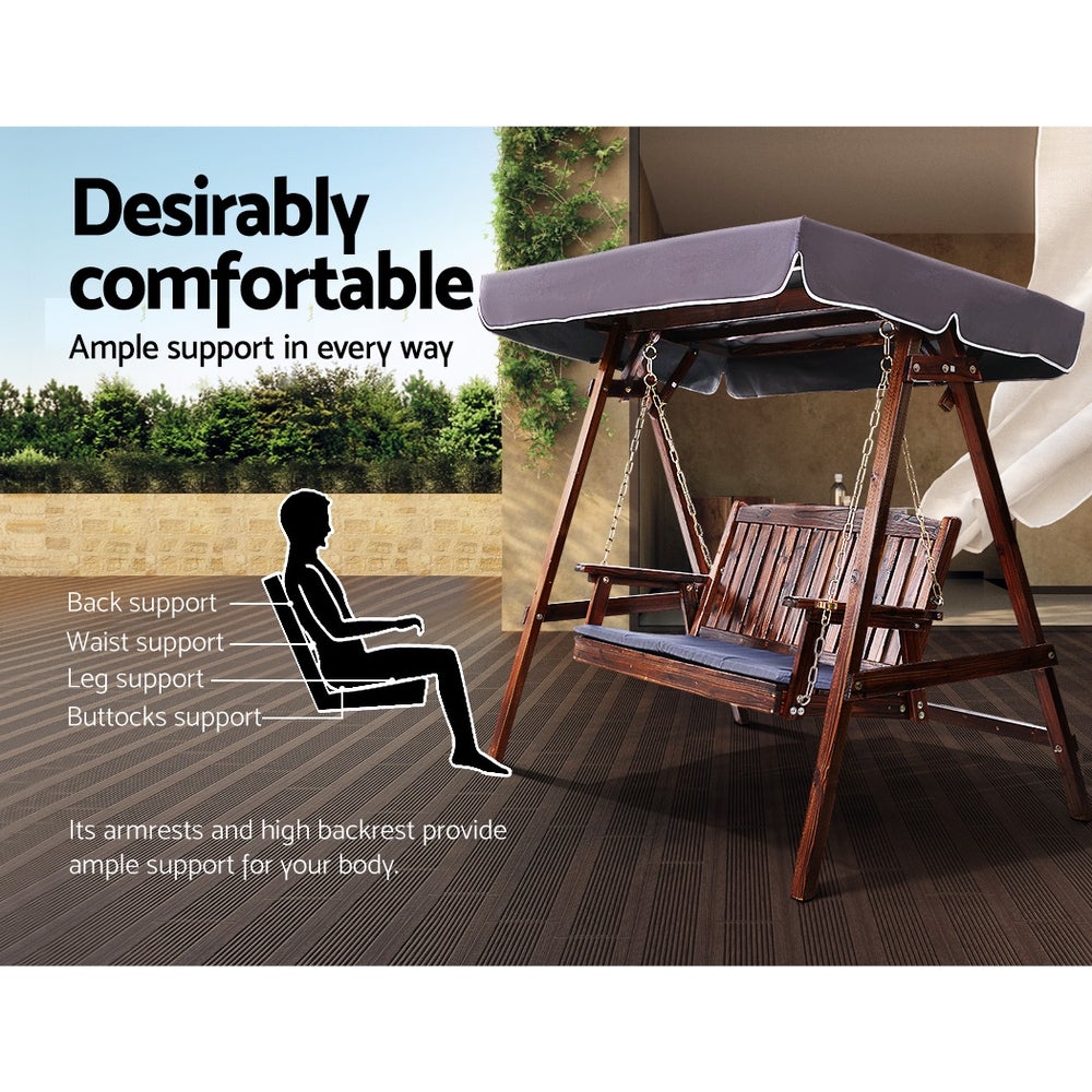 Wooden Swing Chair with Canopy