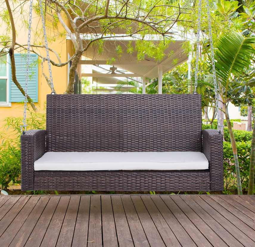 2-Person Rattan Bench Swing