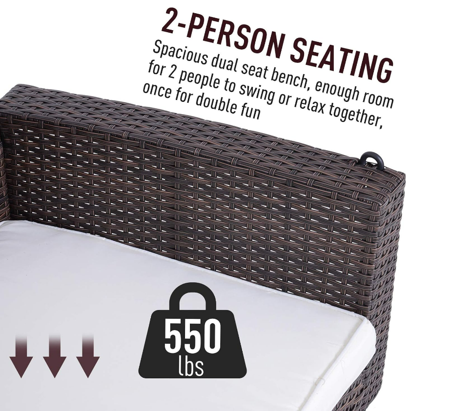 2-Person Rattan Bench Swing
