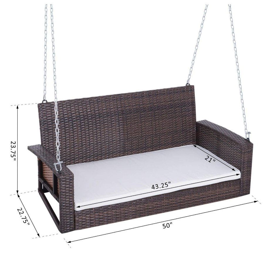 2-Person Rattan Bench Swing