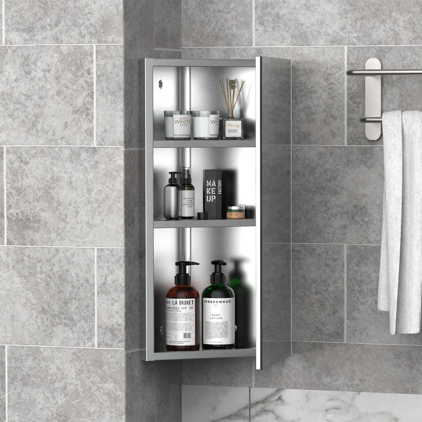 Corner Mirror & Storage Cabinet