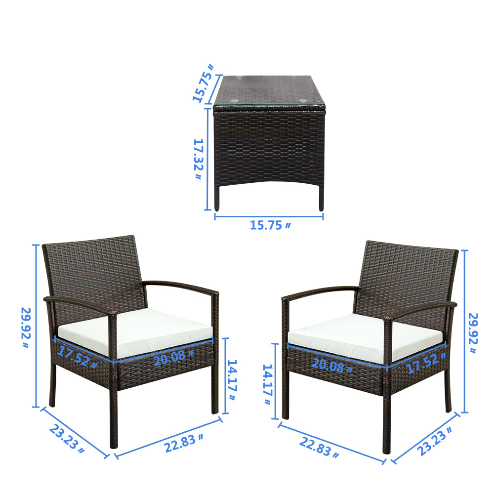 3-Piece Rattan Patio Set